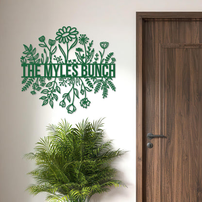 Family Name Metal Sign, Personalized Floral Wall Art, Last Name Sign, Garden Decor, Wedding Gift, Outdoor, Indoor Home Decor