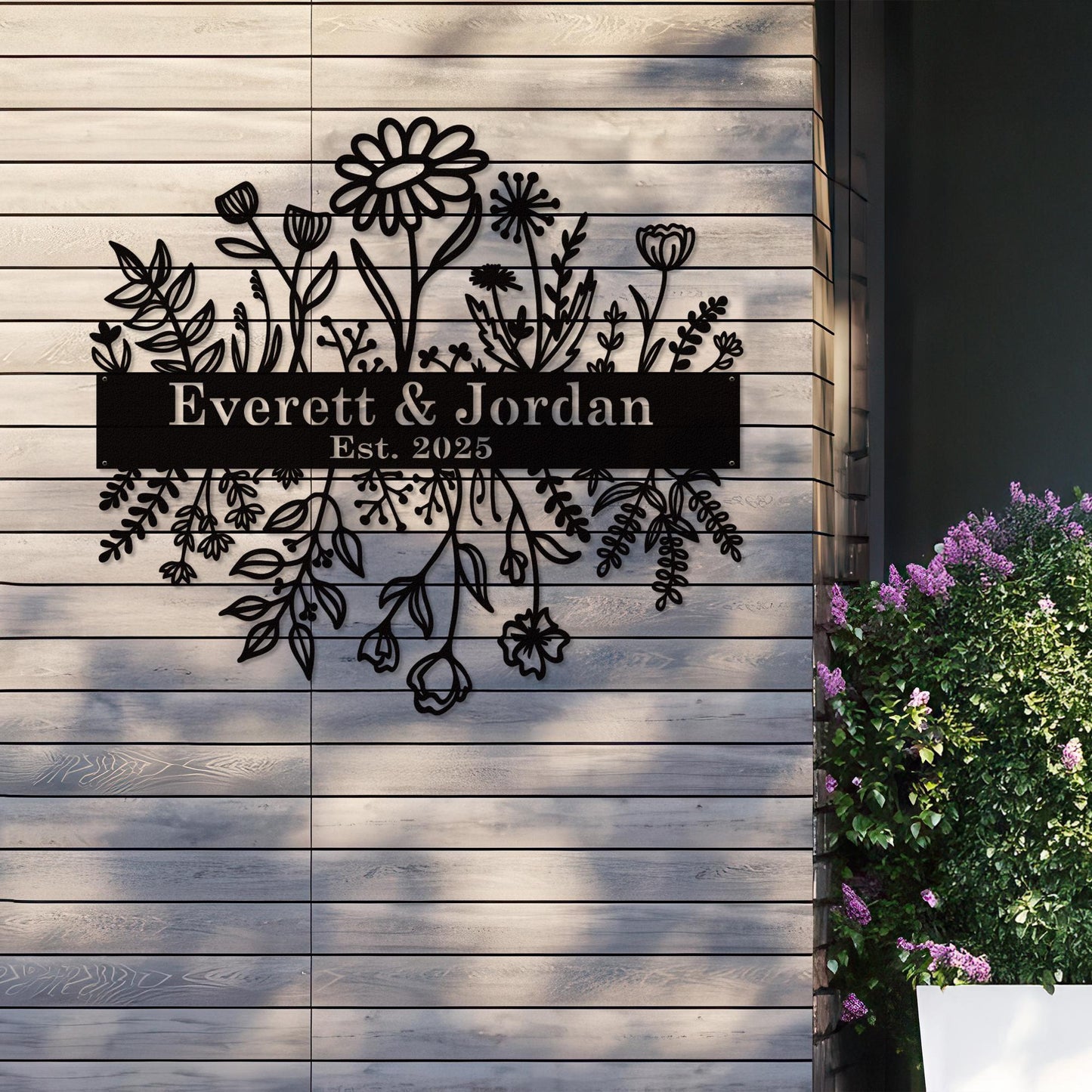 Family Name Metal Sign, Personalized Floral Wall Art, Last Name Sign, Garden Decor, Wedding Gift, Outdoor, Indoor Home Decor