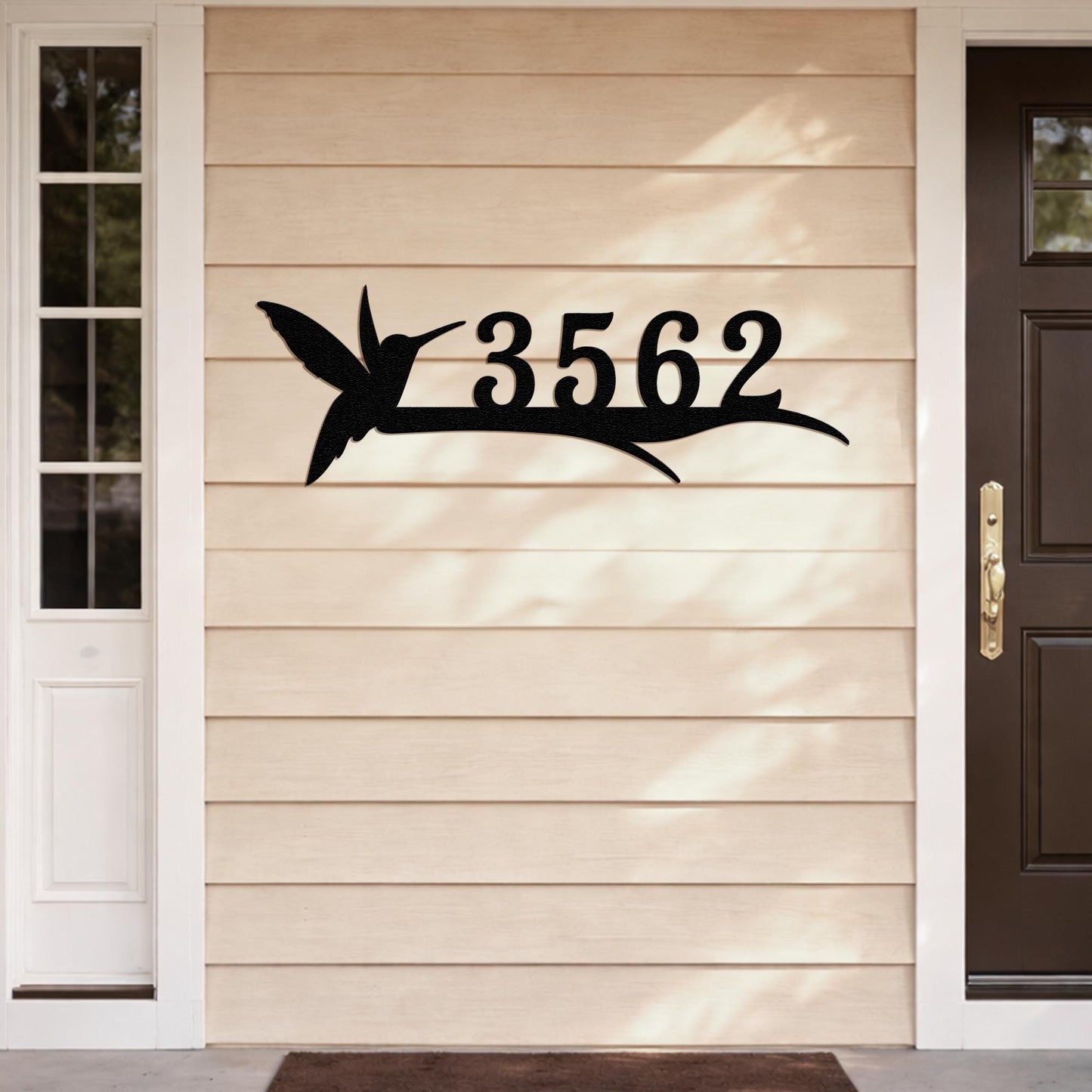 Custom Hummingbird Metal Address Sign, Personalized House Number with Branch Design, Outdoor Yard Decor for Bird Lovers