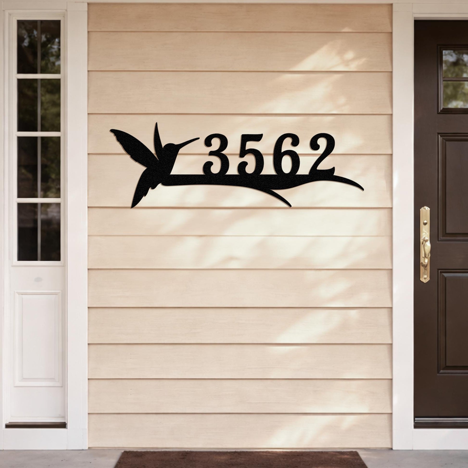 Custom Hummingbird Metal Address Sign, Personalized House Number with Branch Design, Outdoor Yard Decor for Bird Lovers