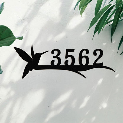 Custom Hummingbird Metal Address Sign, Personalized House Number with Branch Design, Outdoor Yard Decor for Bird Lovers