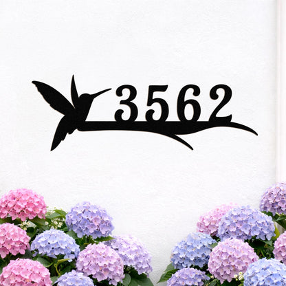 Custom Hummingbird Metal Address Sign, Personalized House Number with Branch Design, Outdoor Yard Decor for Bird Lovers