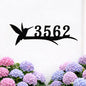 Custom Hummingbird Metal Address Sign, Personalized House Number with Branch Design, Outdoor Yard Decor for Bird Lovers