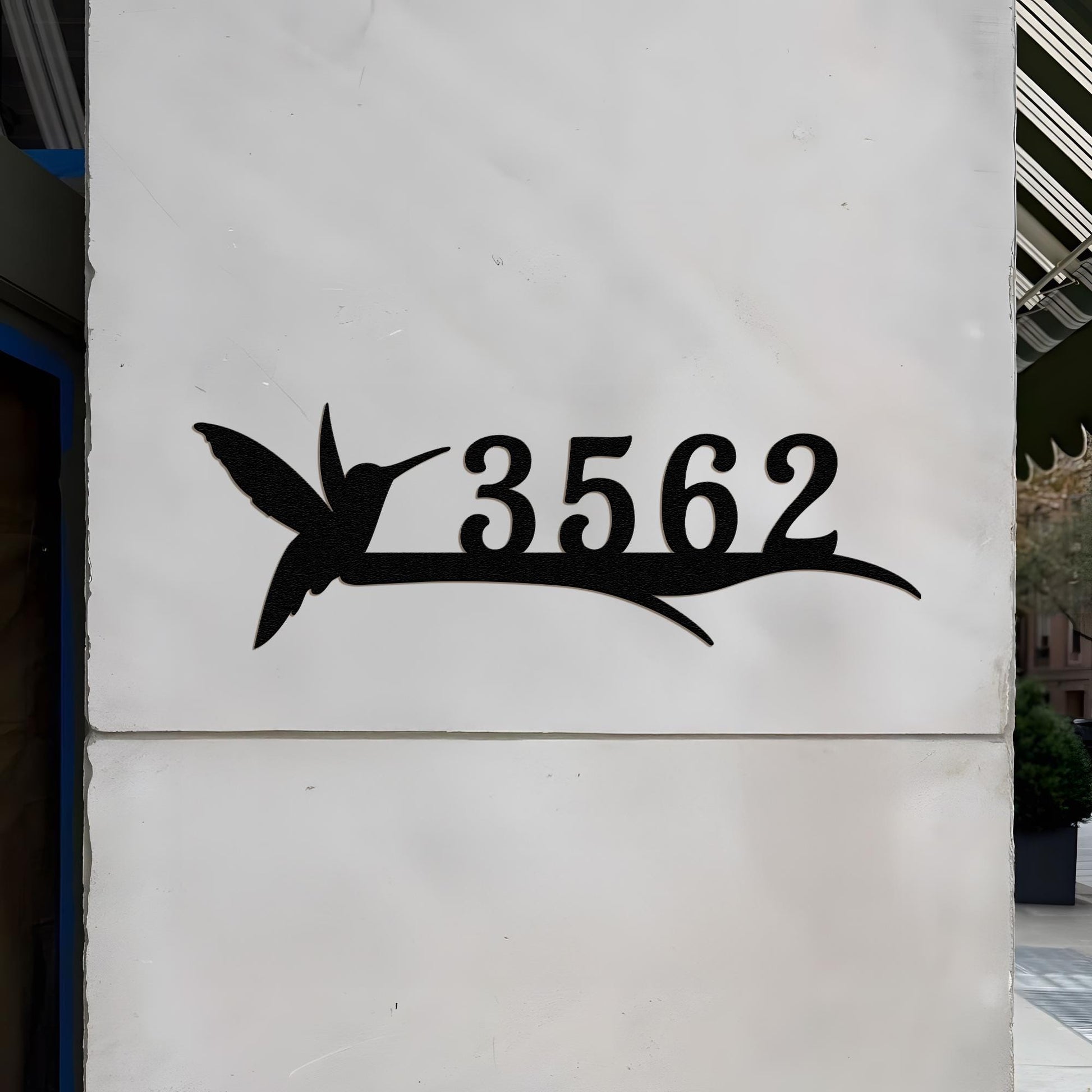 Custom Hummingbird Metal Address Sign, Personalized House Number with Branch Design, Outdoor Yard Decor for Bird Lovers