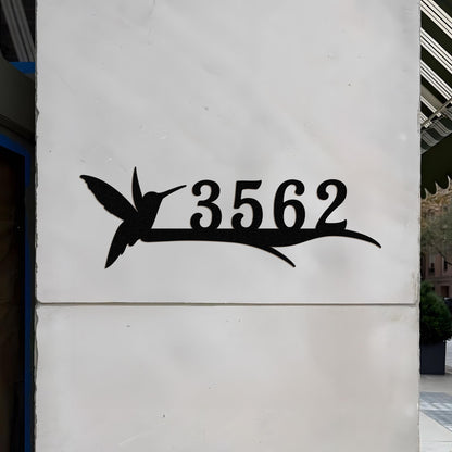 Custom Hummingbird Metal Address Sign, Personalized House Number with Branch Design, Outdoor Yard Decor for Bird Lovers