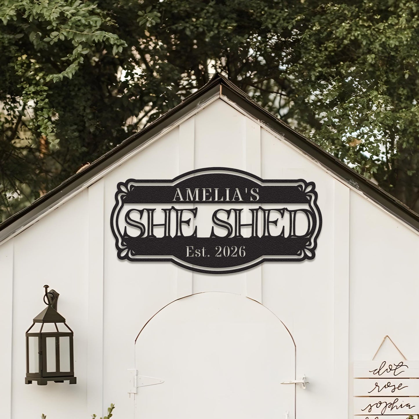 Custom She Shed Metal Sign, Personalized Garden Shed Wall Decor, Backyard Shed Name Sign, Outdoor Rustic Gift for Her