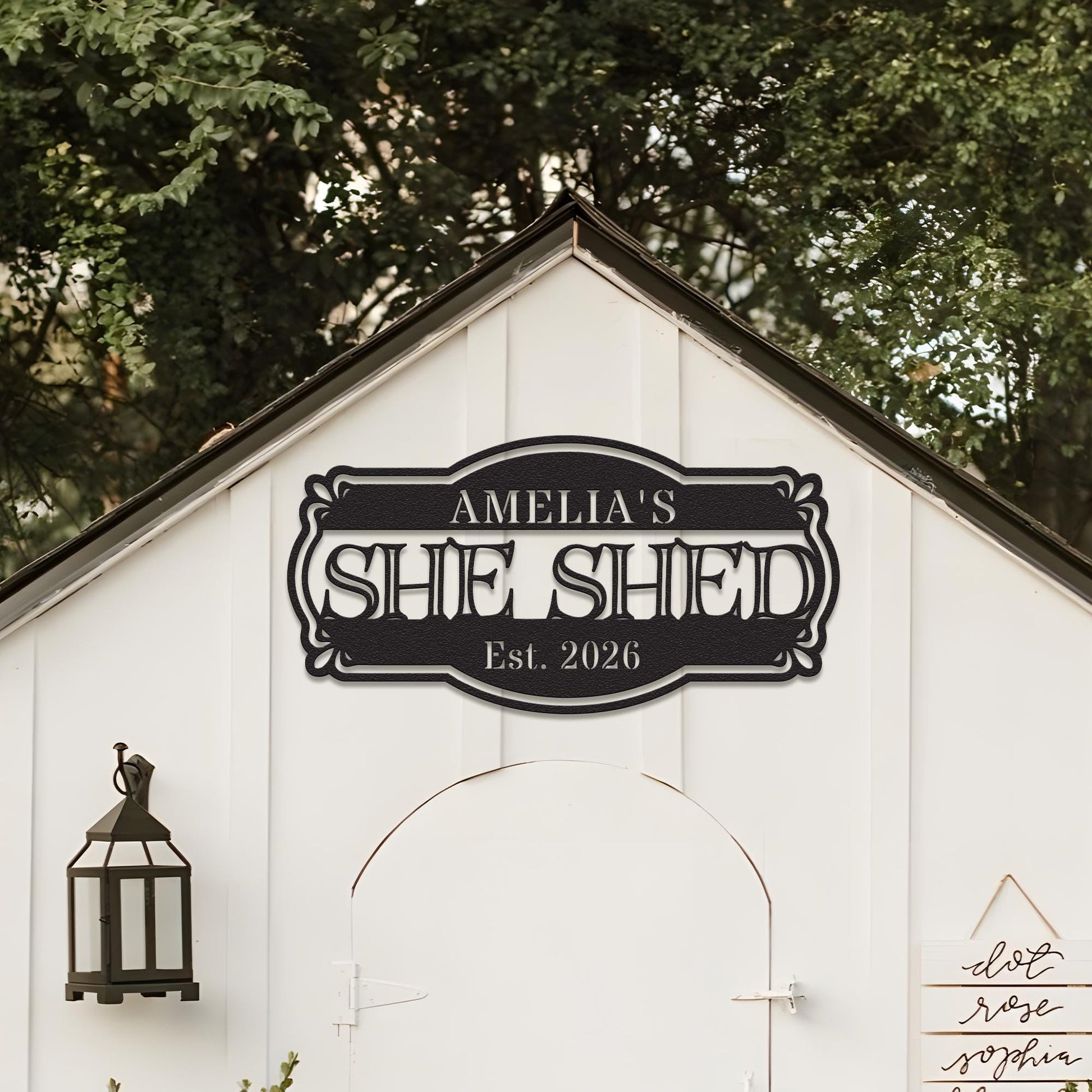 Custom She Shed Metal Sign, Personalized Garden Shed Wall Decor, Backyard Shed Name Sign, Outdoor Rustic Gift for Her