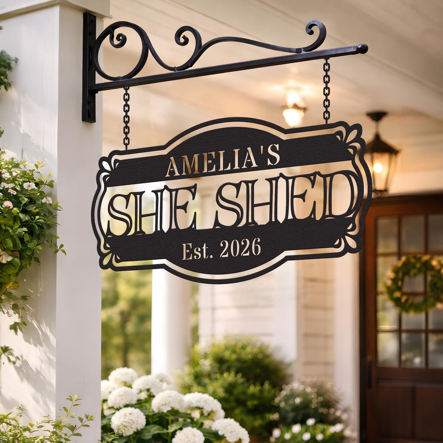 Custom She Shed Metal Sign, Personalized Garden Shed Wall Decor, Backyard Shed Name Sign, Outdoor Rustic Gift for Her