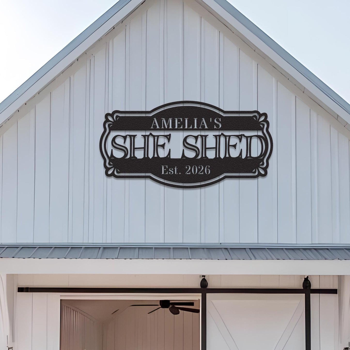 Custom She Shed Metal Sign, Personalized Garden Shed Wall Decor, Backyard Shed Name Sign, Outdoor Rustic Gift for Her