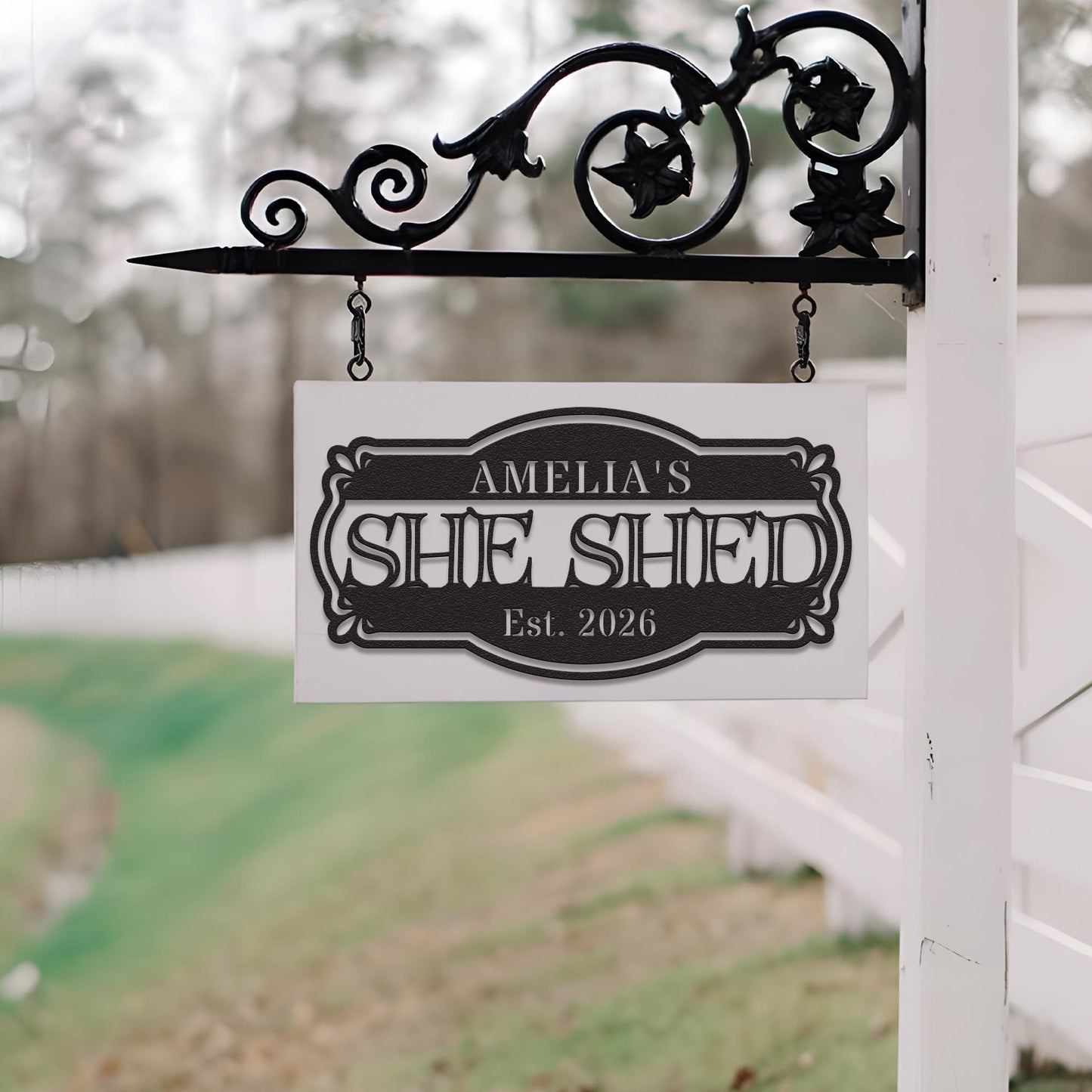 Custom She Shed Metal Sign, Personalized Garden Shed Wall Decor, Backyard Shed Name Sign, Outdoor Rustic Gift for Her