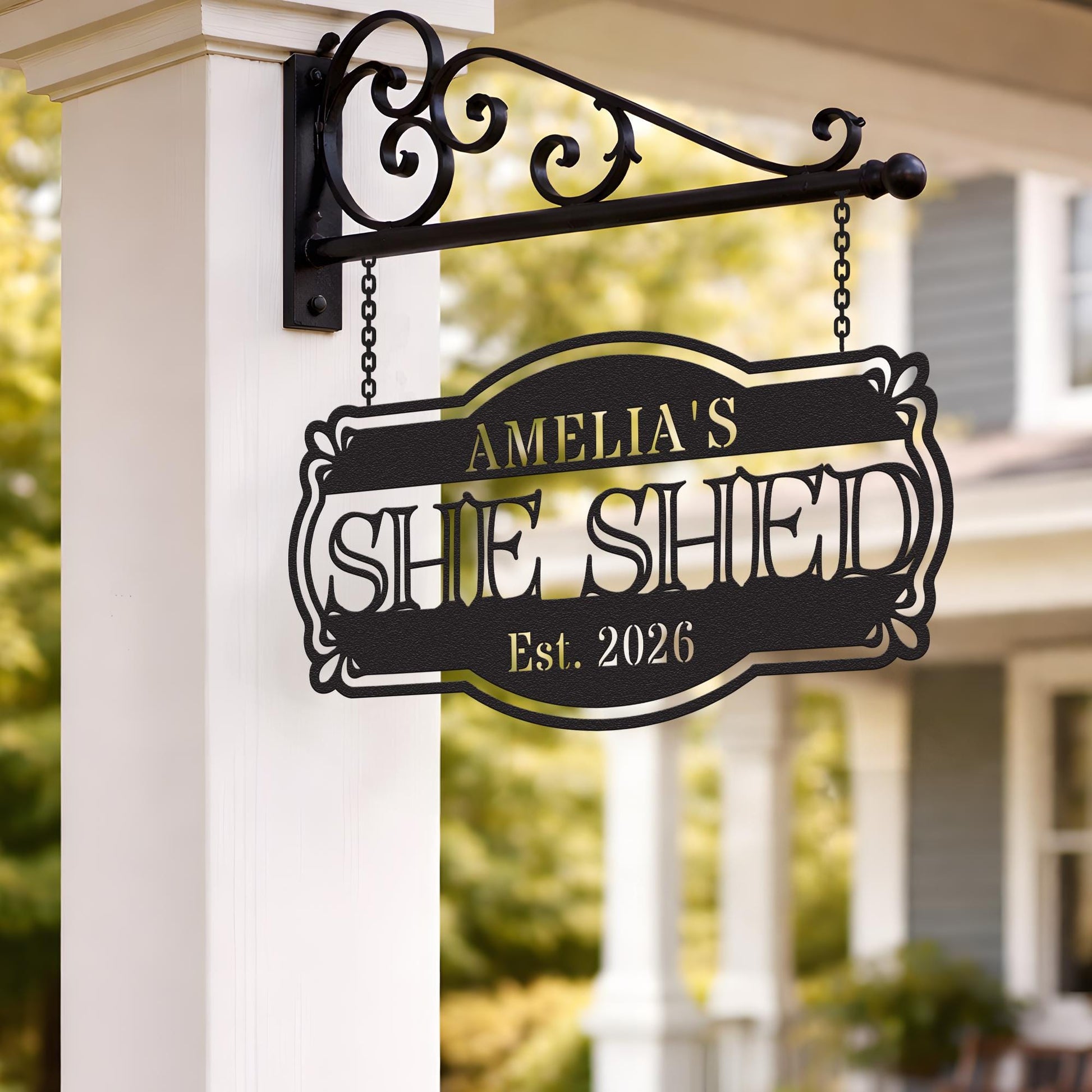Custom She Shed Metal Sign, Personalized Garden Shed Wall Decor, Backyard Shed Name Sign, Outdoor Rustic Gift for Her