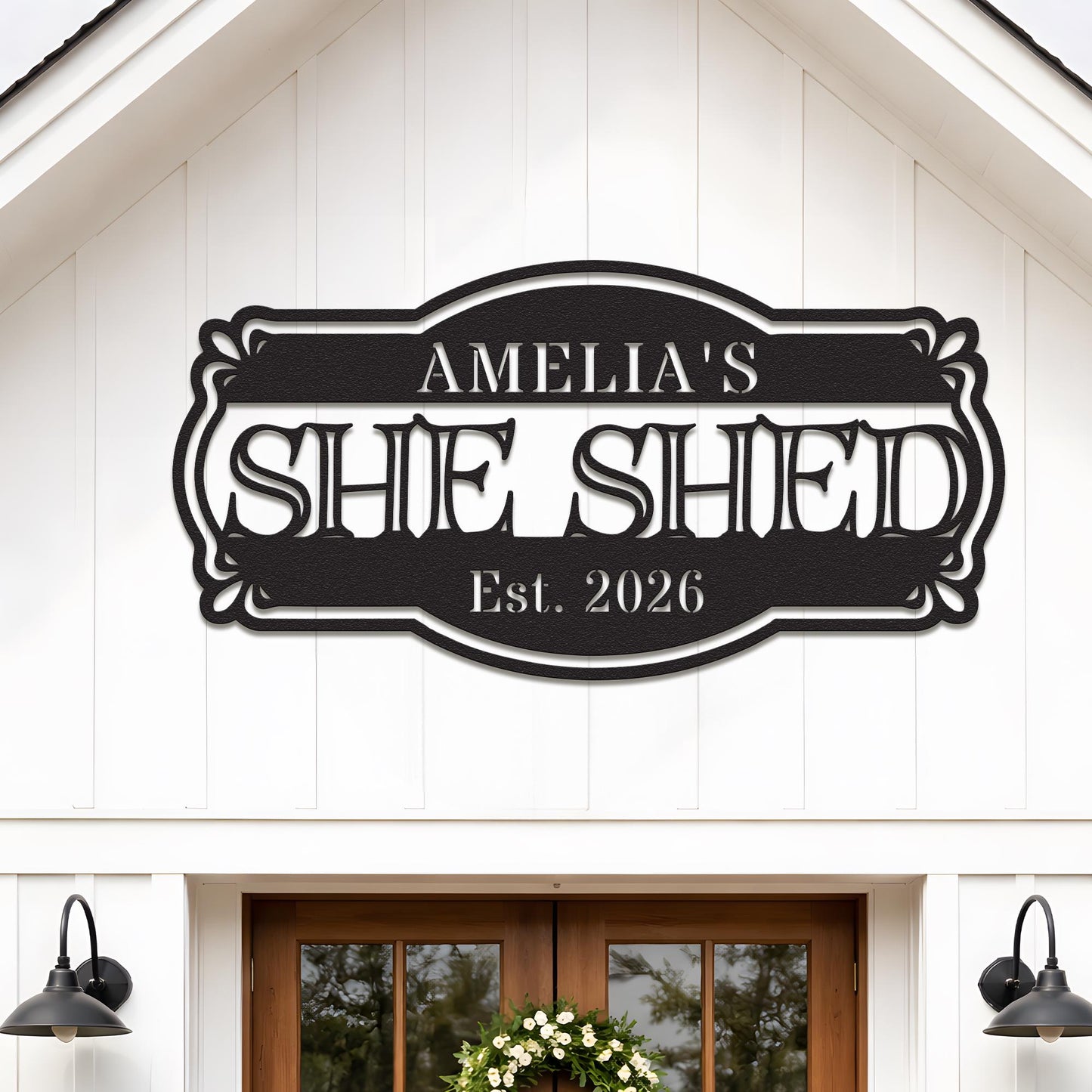 Custom She Shed Metal Sign, Personalized Garden Shed Wall Decor, Backyard Shed Name Sign, Outdoor Rustic Gift for Her