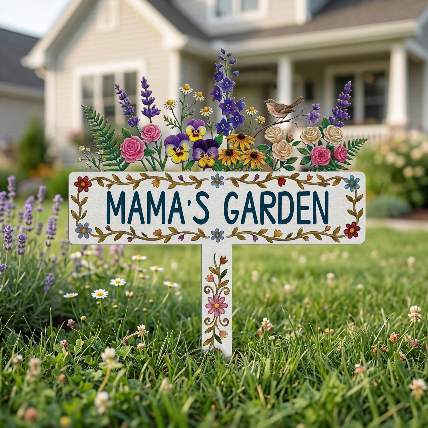 Floral Mama Garden Stake, Metal Garden Sign for Grandma, Outdoor Yard Decor, Mother’s Day Gift, Personalized Garden Gift