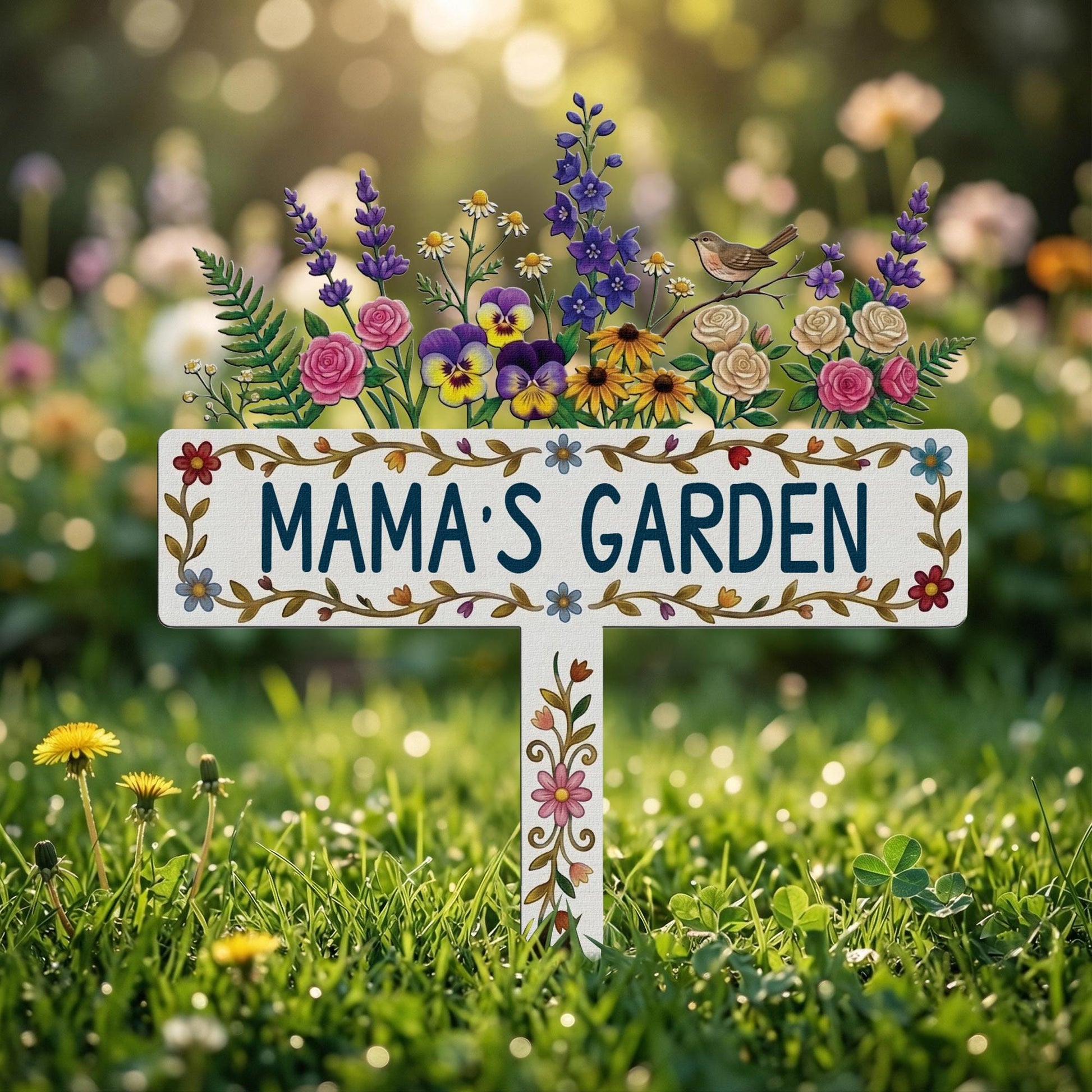 Floral Mama Garden Stake, Metal Garden Sign for Grandma, Outdoor Yard Decor, Mother’s Day Gift, Personalized Garden Gift