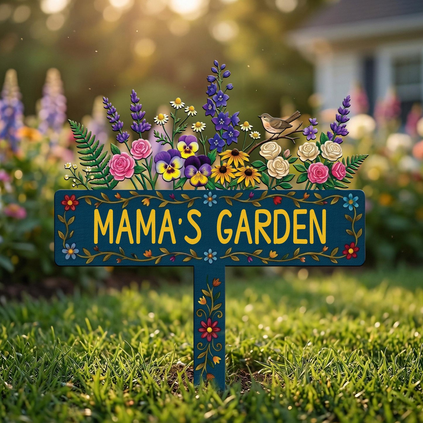 Floral Mama Garden Stake, Metal Garden Sign for Grandma, Outdoor Yard Decor, Mother’s Day Gift, Personalized Garden Gift