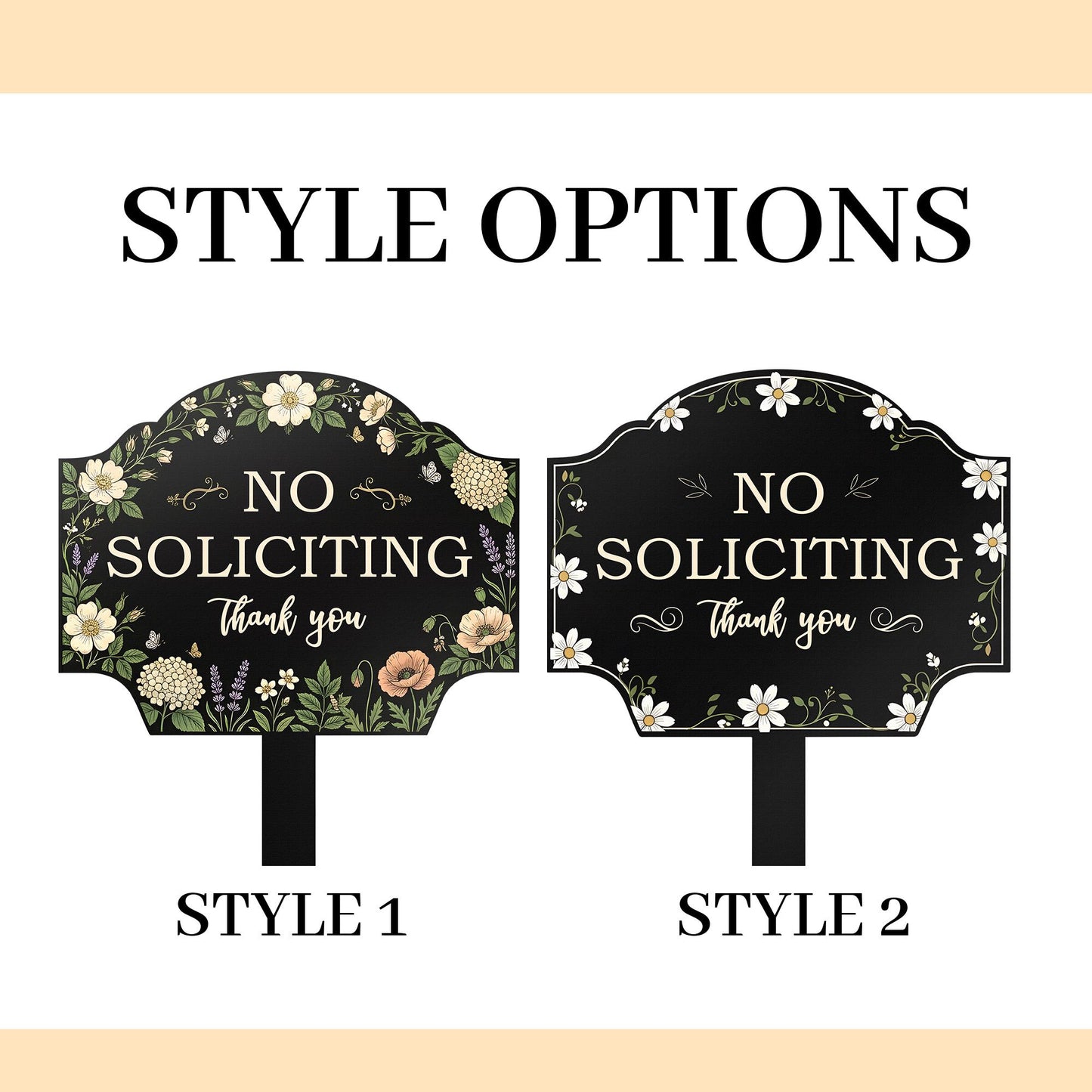 No Soliciting Metal Yard Sign, Floral Garden Warning Sign, Polite No Soliciting Sign, Outdoor Lawn Decor, Front Yard Sign Gift