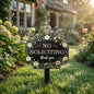 No Soliciting Metal Yard Sign, Floral Garden Warning Sign, Polite No Soliciting Sign, Outdoor Lawn Decor, Front Yard Sign Gift