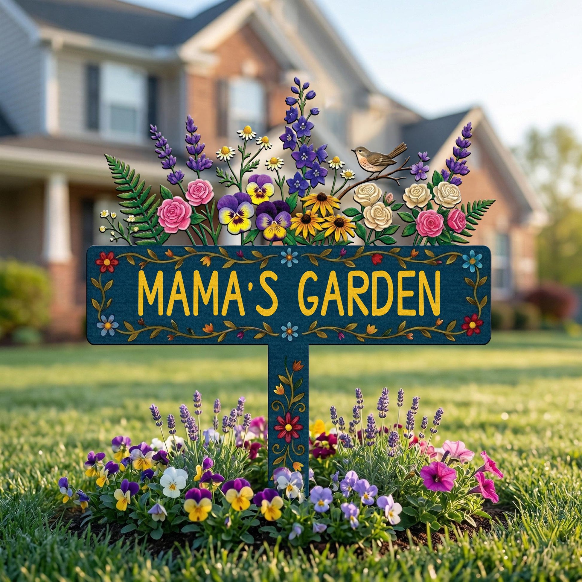 Floral Mama Garden Stake, Metal Garden Sign for Grandma, Outdoor Yard Decor, Mother’s Day Gift, Personalized Garden Gift