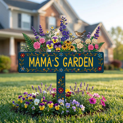 Floral Mama Garden Stake, Metal Garden Sign for Grandma, Outdoor Yard Decor, Mother’s Day Gift, Personalized Garden Gift