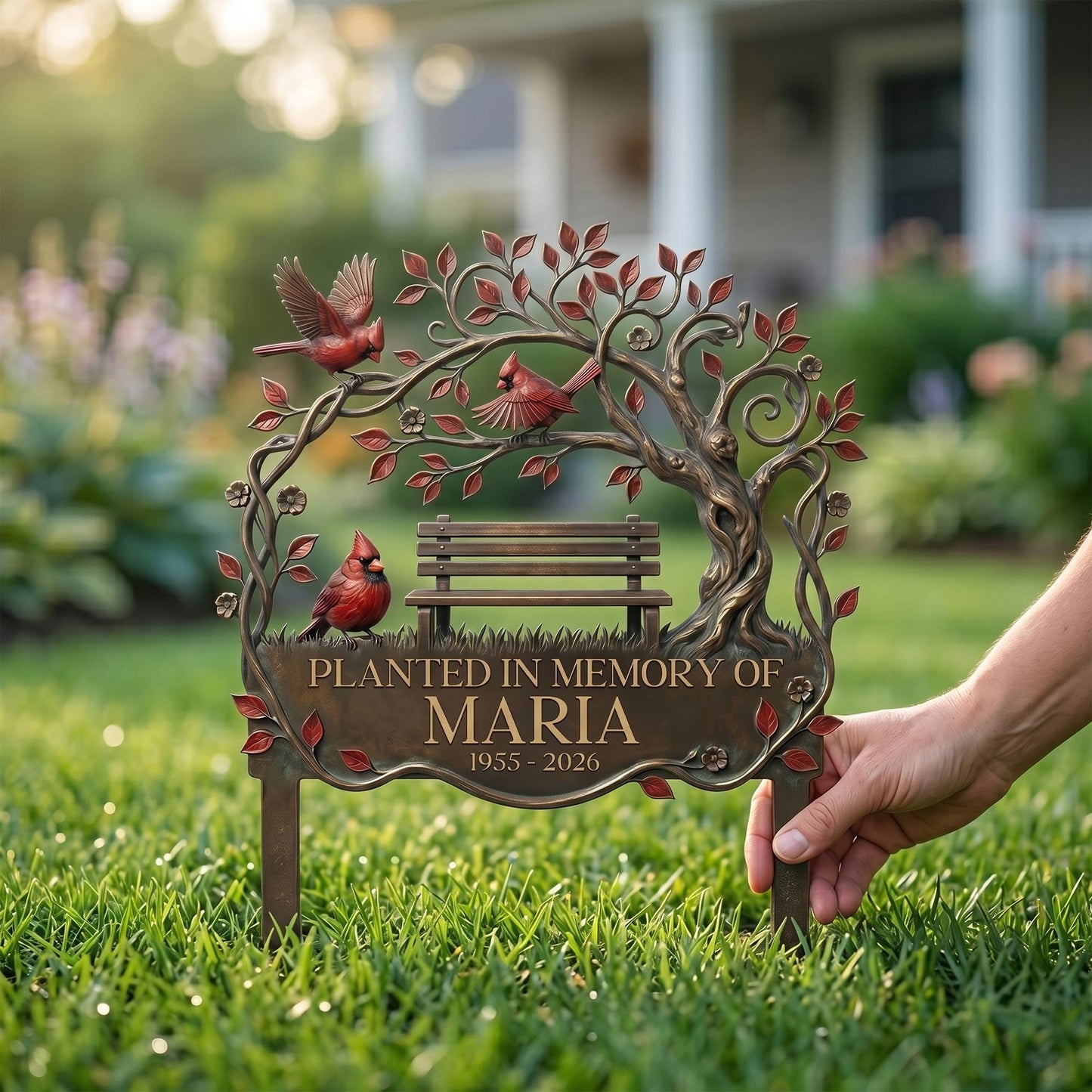 Custom Cardinal Remembrance Stake, Metal Cemetery Decorations,  Remembrance Stake, Outdoor Sign, Sympathy Garden Decor