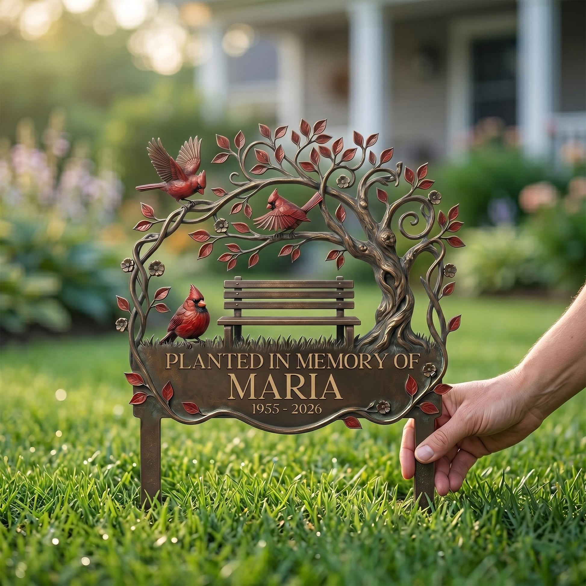 Custom Cardinal Remembrance Stake, Metal Cemetery Decorations,  Remembrance Stake, Outdoor Sign, Sympathy Garden Decor