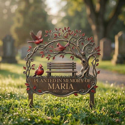Custom Cardinal Remembrance Stake, Metal Cemetery Decorations,  Remembrance Stake, Outdoor Sign, Sympathy Garden Decor