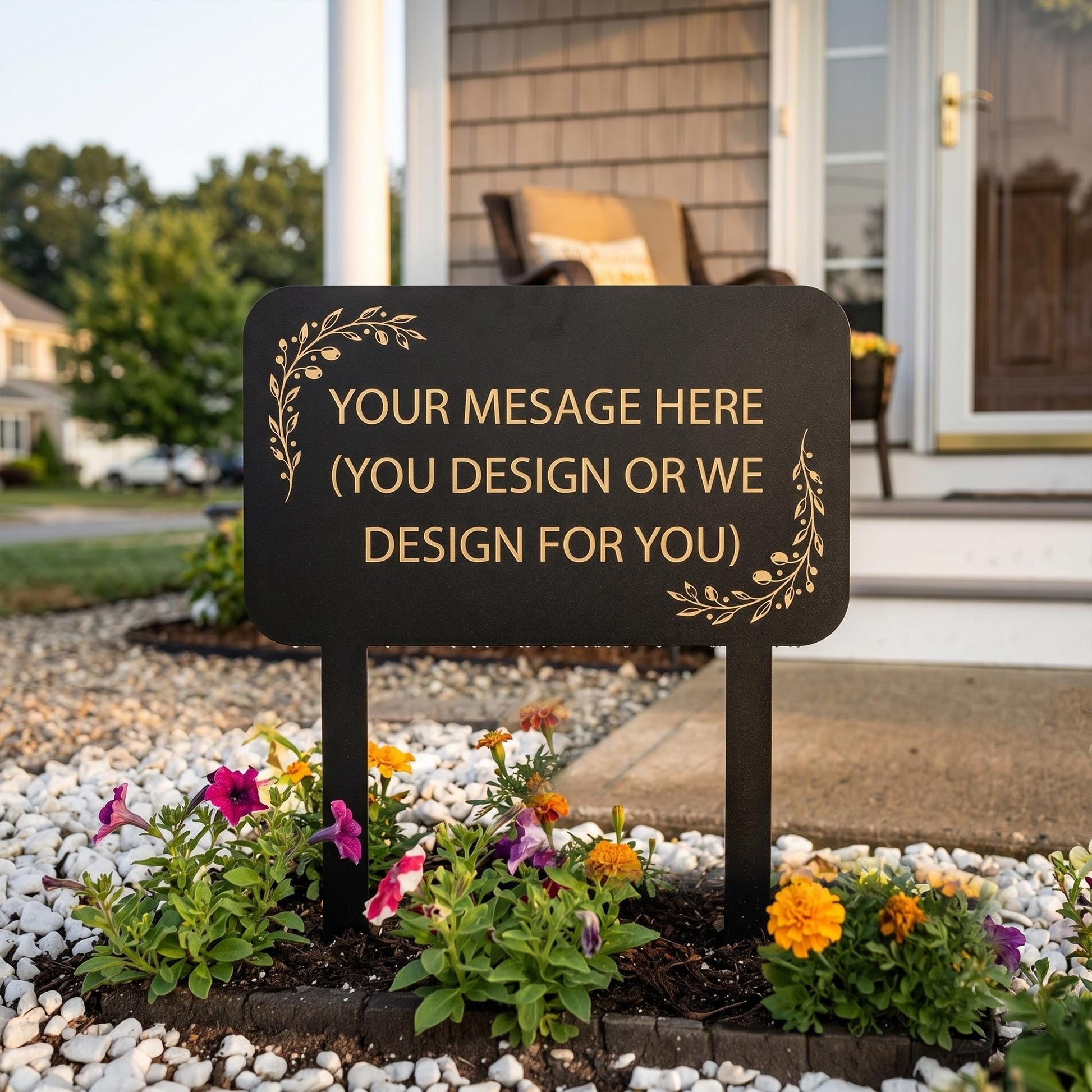 Elegant Outdoor Yard Stake, Metal Garden Plaque, Modern Home Entryway Sign, Decorative Front Yard Decor, Housewarming Gift