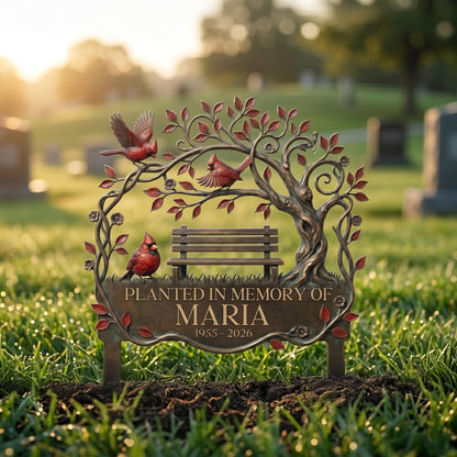 Custom Cardinal Remembrance Stake, Metal Cemetery Decorations,  Remembrance Stake, Outdoor Sign, Sympathy Garden Decor
