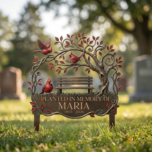 Custom Cardinal Remembrance Stake, Metal Cemetery Decorations,  Remembrance Stake, Outdoor Sign, Sympathy Garden Decor