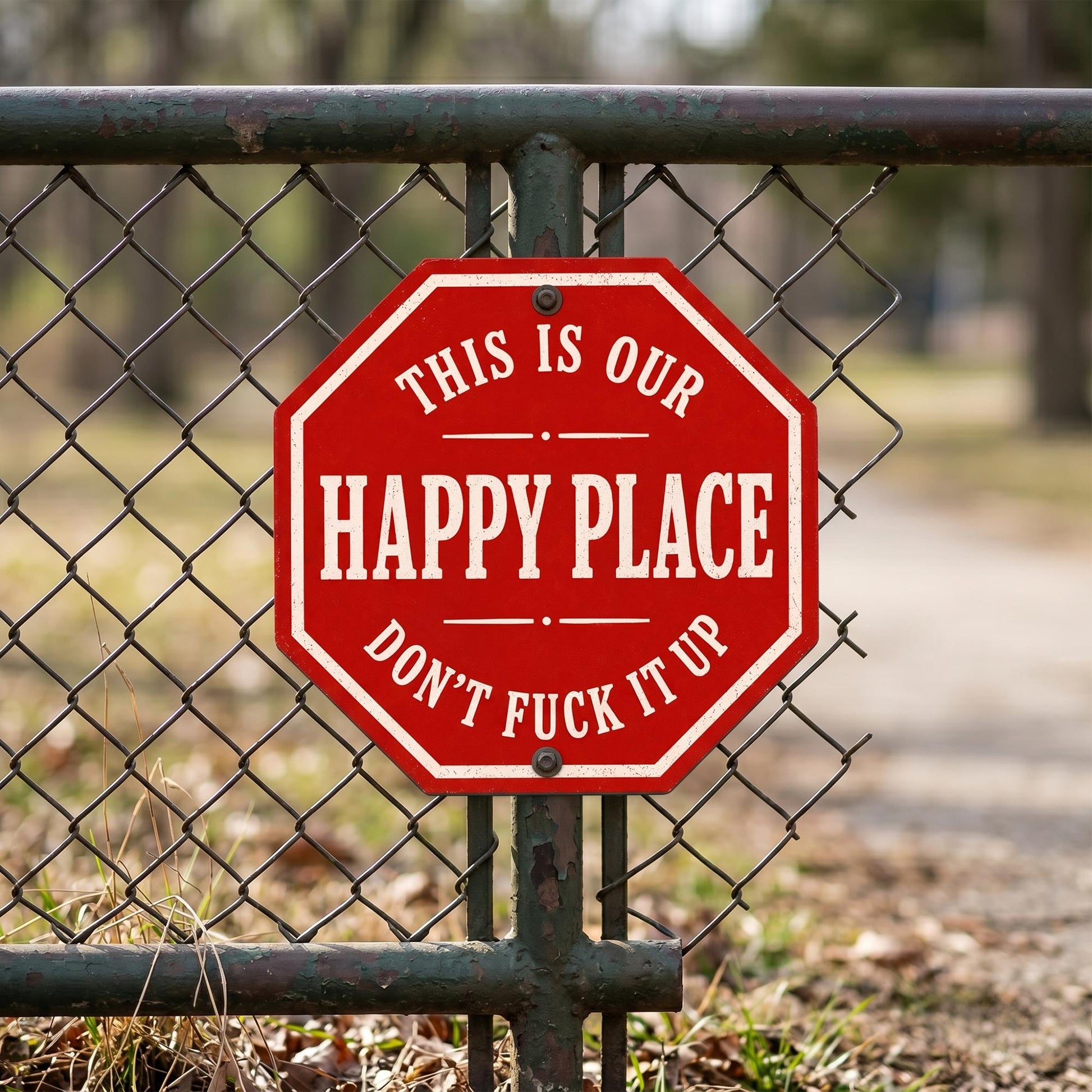 Funny Happy Place Metal Sign: Outdoor Funny Decor, Don't Fuck It Up  Sign