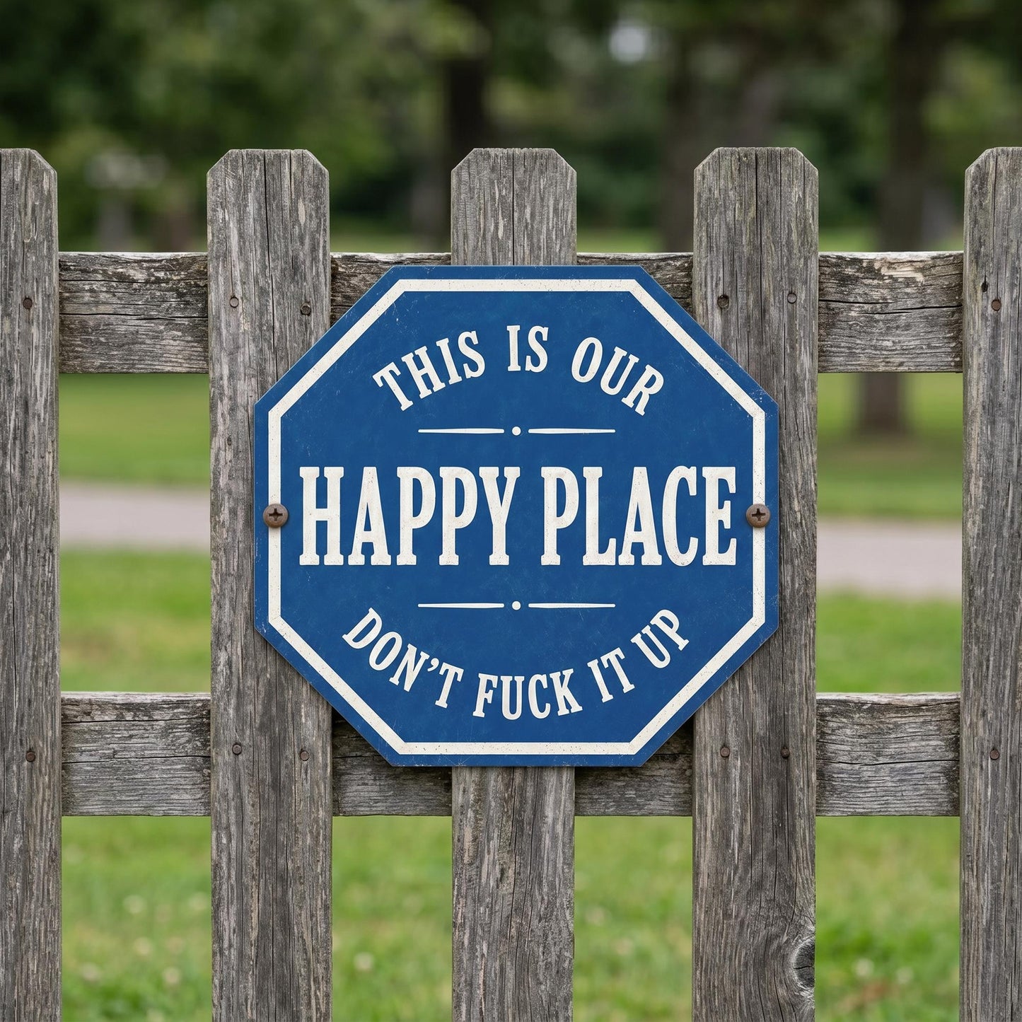 Funny Happy Place Metal Sign: Outdoor Funny Decor, Don't Fuck It Up  Sign