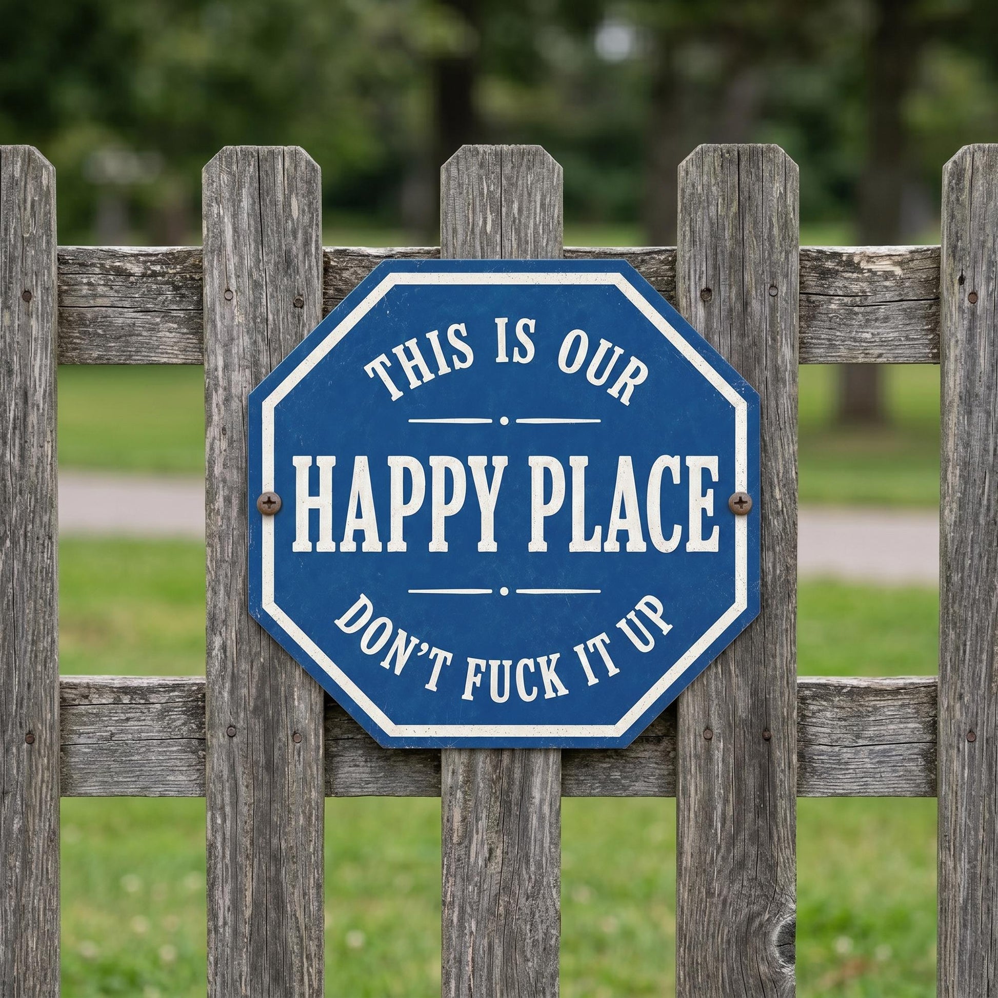 Funny Happy Place Metal Sign: Outdoor Funny Decor, Don't Fuck It Up  Sign