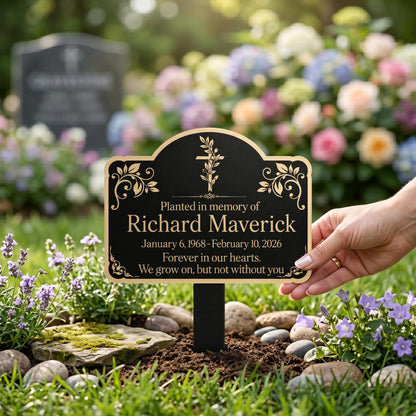 Custom Cross Memorial Metal Stake: Custom Grave Marker with Name And Date, Sympathy Gift