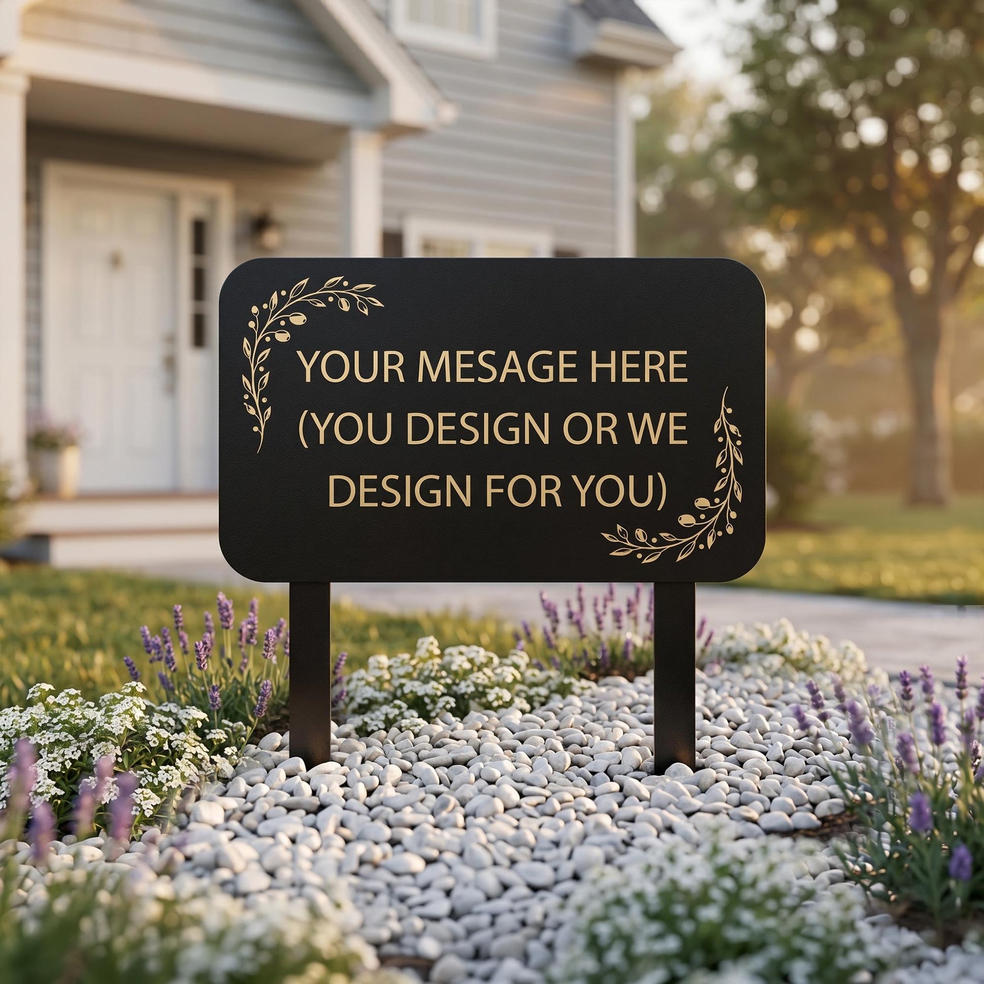 Elegant Outdoor Yard Stake, Metal Garden Plaque, Modern Home Entryway Sign, Decorative Front Yard Decor, Housewarming Gift