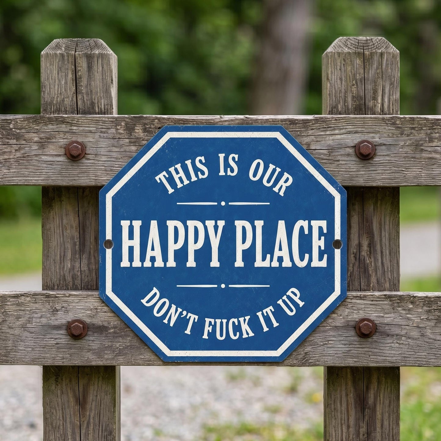 Funny Happy Place Metal Sign: Outdoor Funny Decor, Don't Fuck It Up  Sign