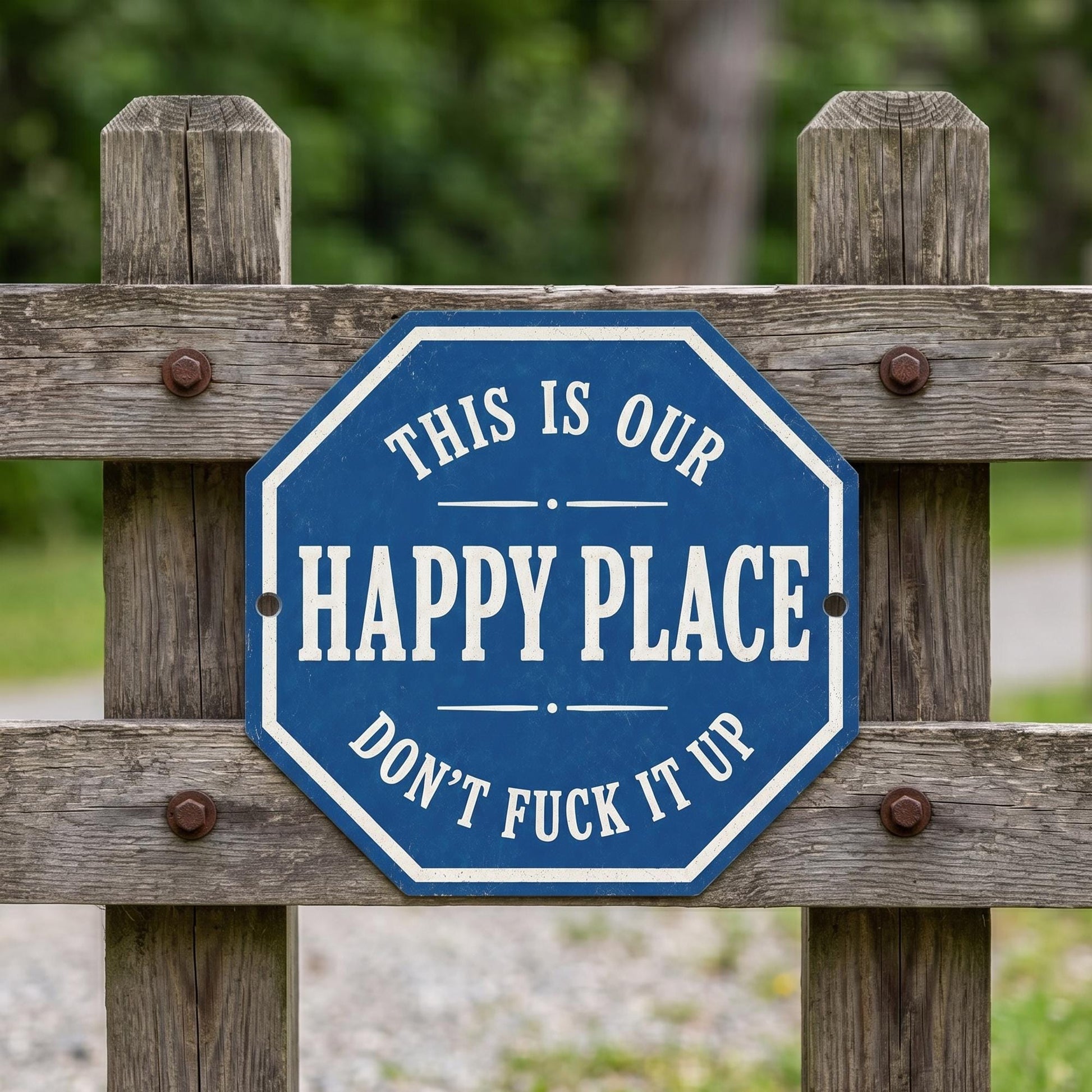 Funny Happy Place Metal Sign: Outdoor Funny Decor, Don't Fuck It Up  Sign
