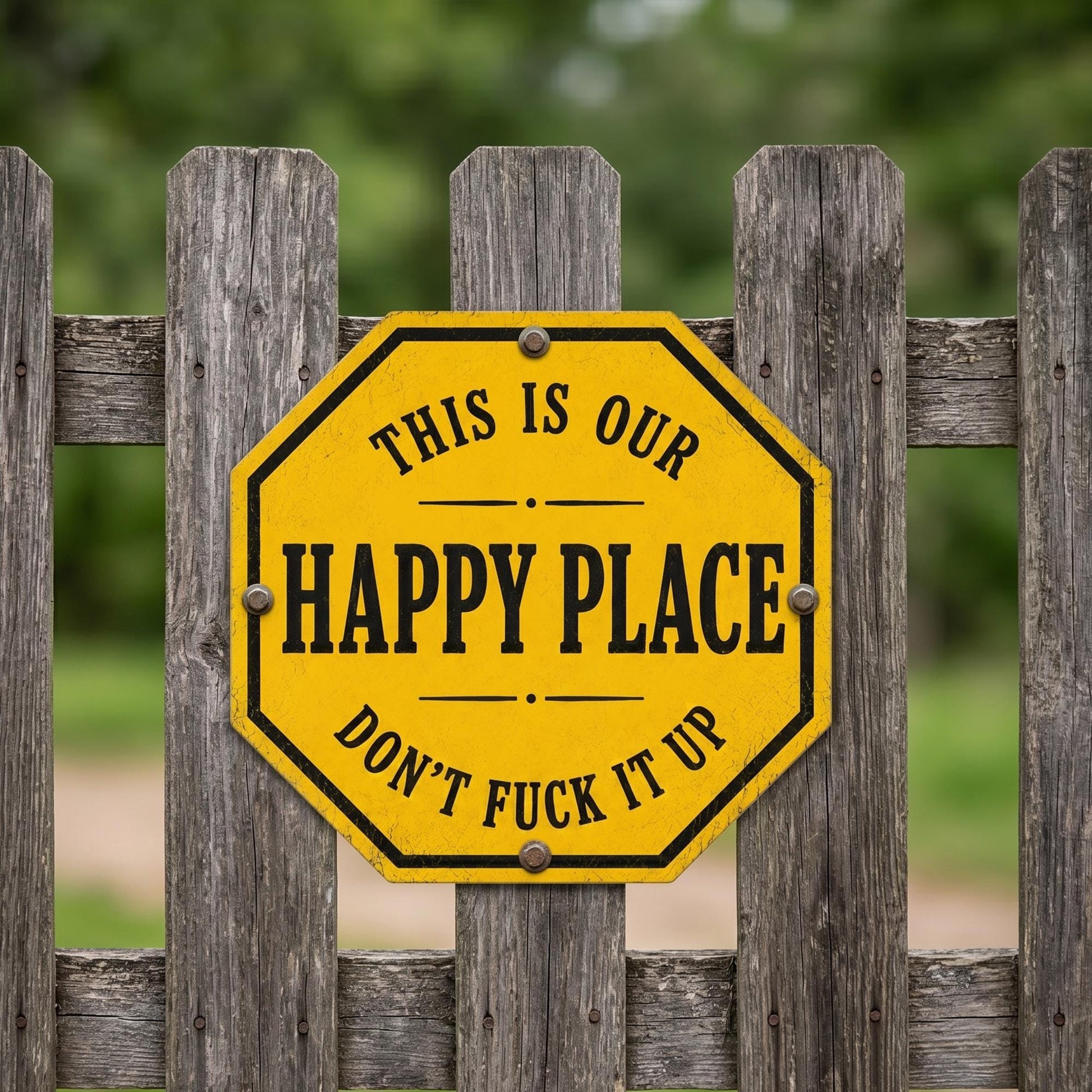 Funny Happy Place Metal Sign: Outdoor Funny Decor, Don't Fuck It Up  Sign