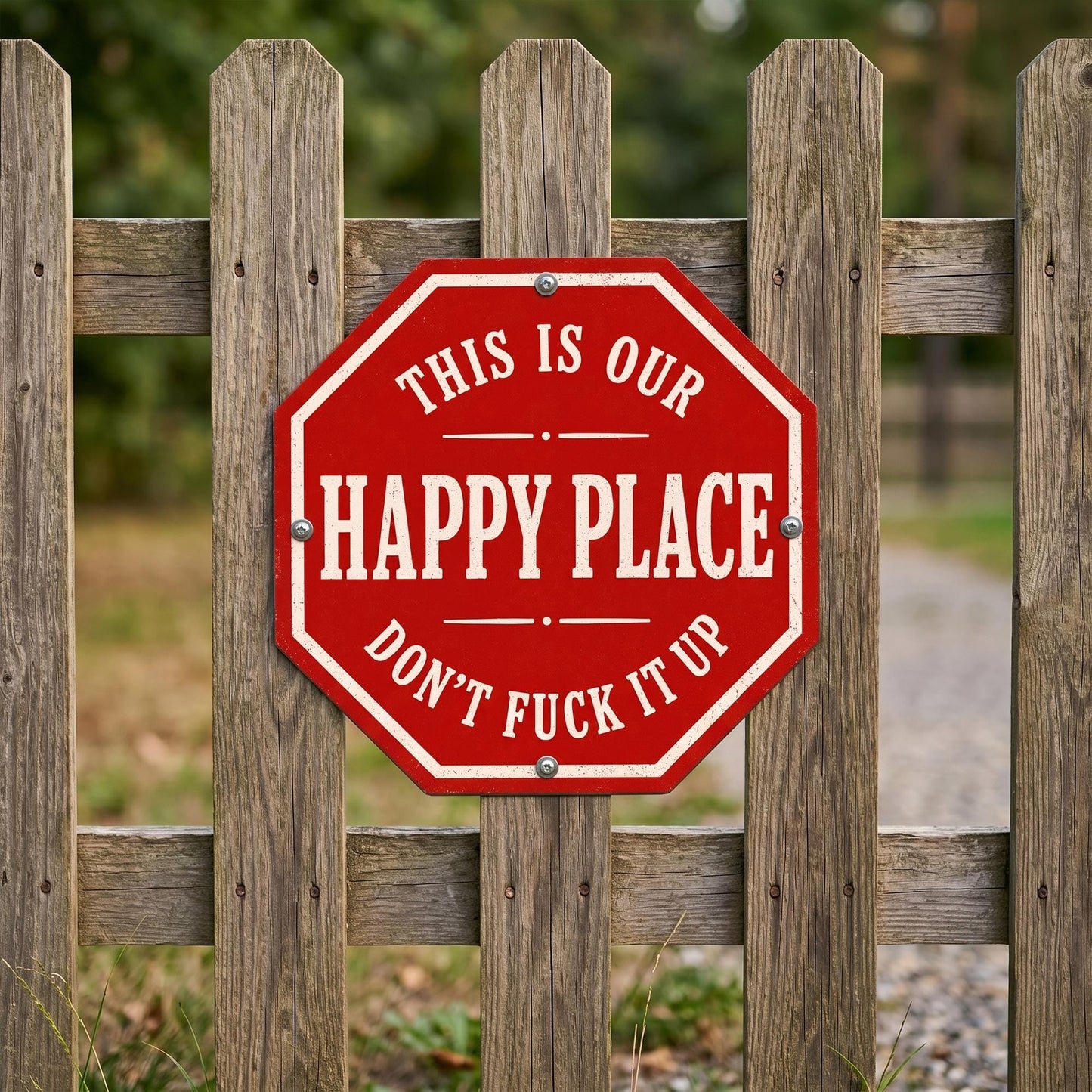 Funny Happy Place Metal Sign: Outdoor Funny Decor, Don't Fuck It Up  Sign