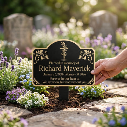 Custom Cross Memorial Metal Stake: Custom Grave Marker with Name And Date, Sympathy Gift