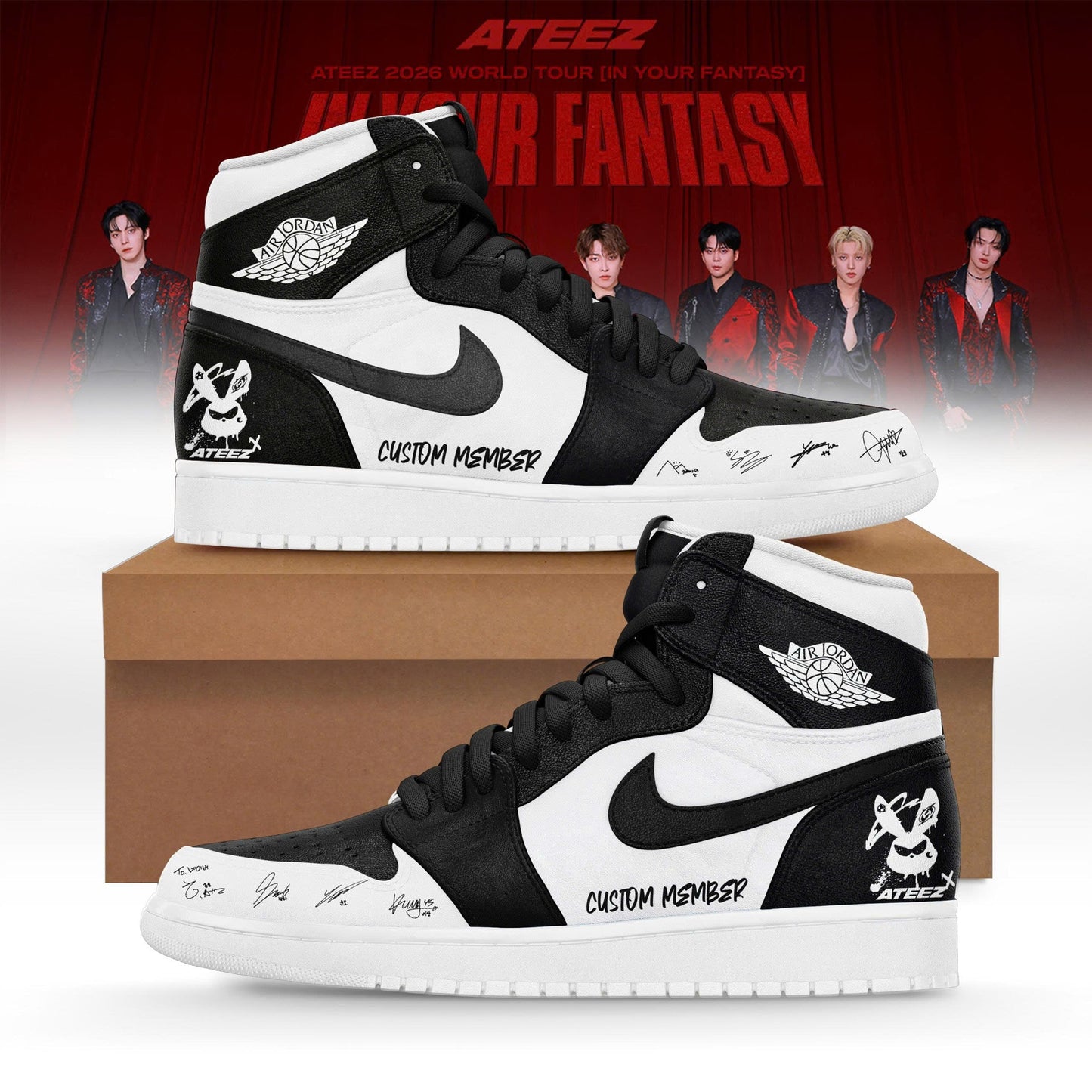 Ateez “ In Your Fantasy World Tour 2026 Limited Edition Custom AJ1 Sneakers