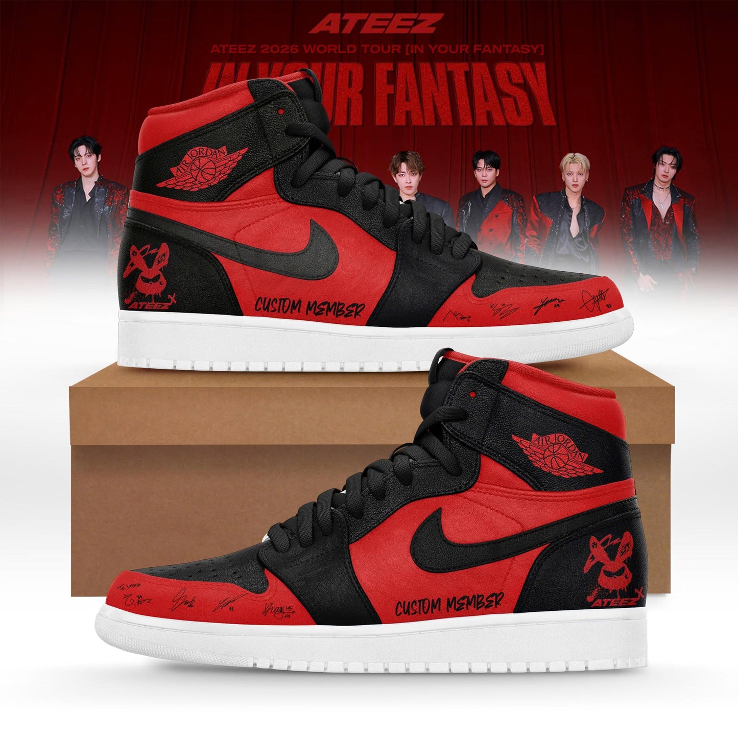 Ateez “ In Your Fantasy World Tour 2026 Limited Edition Custom AJ1 Sneakers