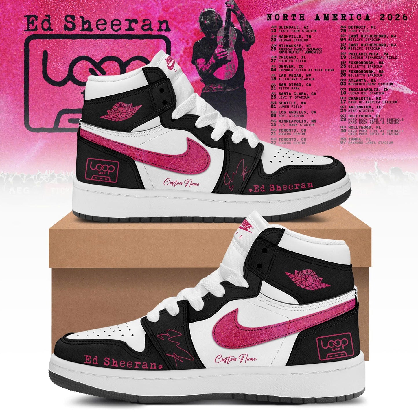 Ed Sheeran Loop Tour 2026 Limited Edition AJ1 Sneakers